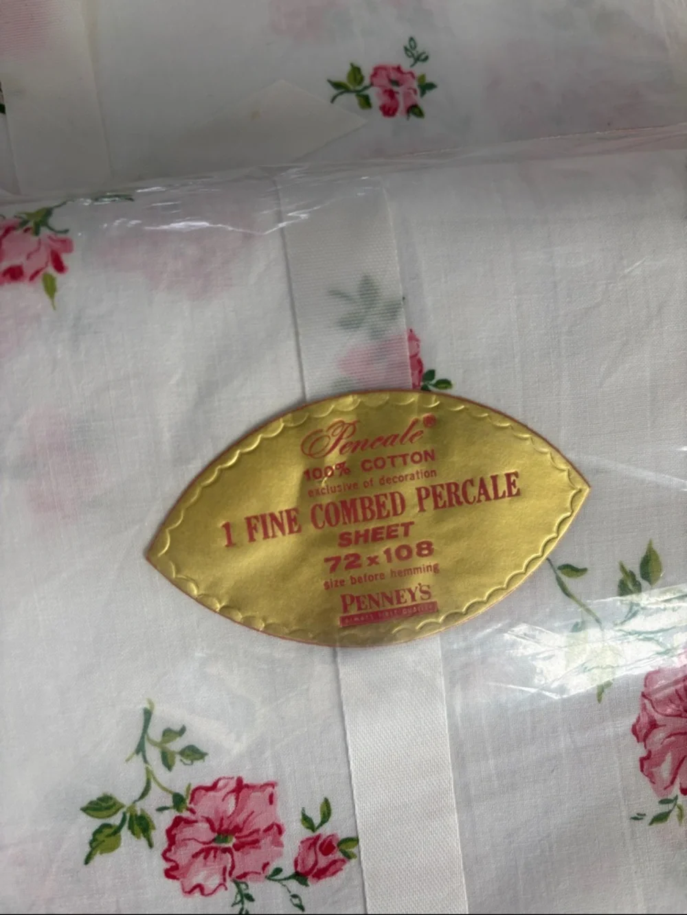 Vintage Penny’s Pencale White Pink Floral Fine Combed (2) Flat Bed Sheets 72x108